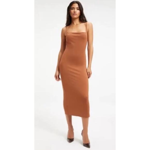 Good American Spaghetti Scuba Midi Dress Rust 3XL - Picture 1 of 7